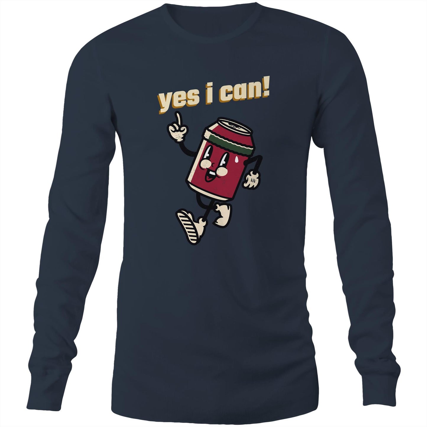 Yes I Can! - Long Sleeve T-Shirt Navy Unisex Long Sleeve T-shirt Motivation Retro