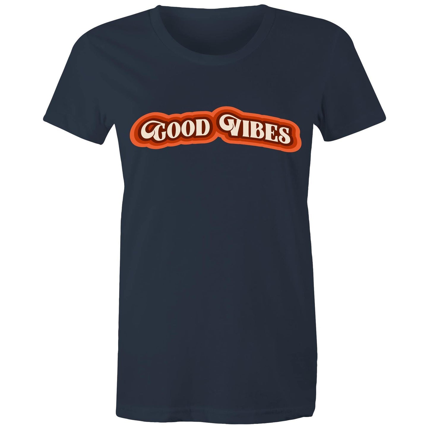 Good Vibes - Women's T-shirt Navy Womens T-shirt Retro Womens