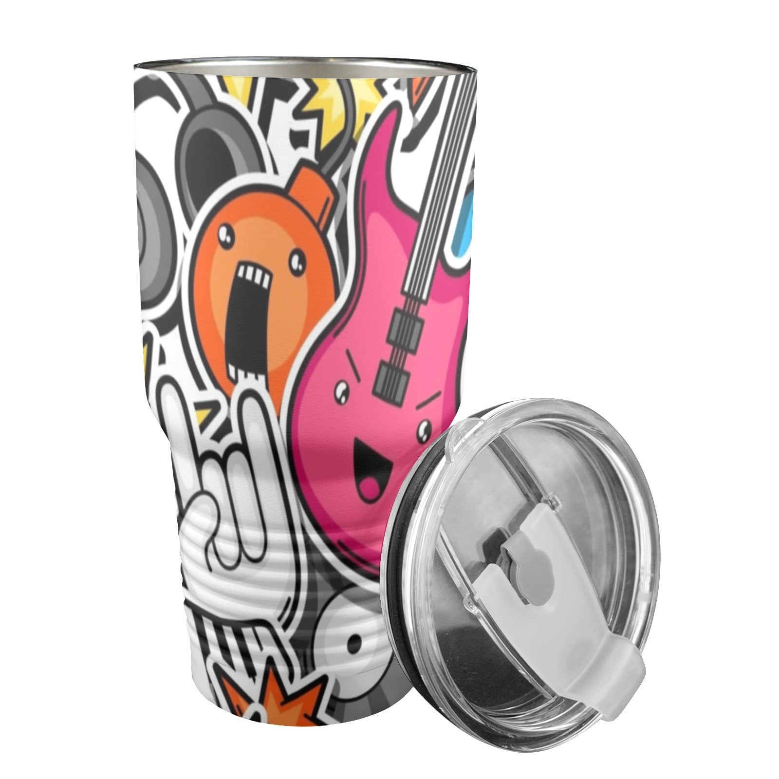 Sticker Music - 30oz Insulated Stainless Steel Mobile Tumbler 30oz Insulated Stainless Steel Mobile Tumbler Music