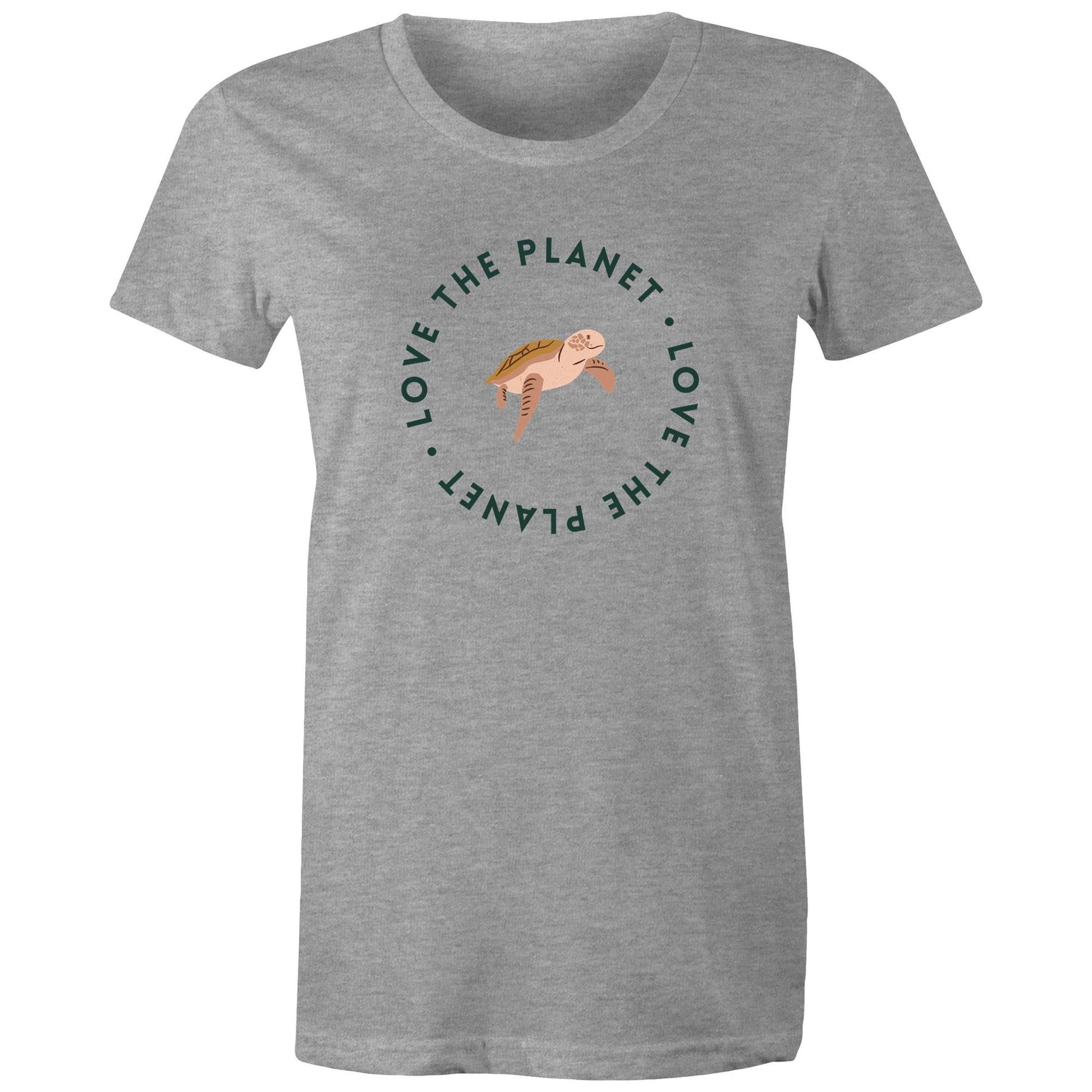 Love The Planet - Womens T-shirt Grey Marle Womens T-shirt animal Environment