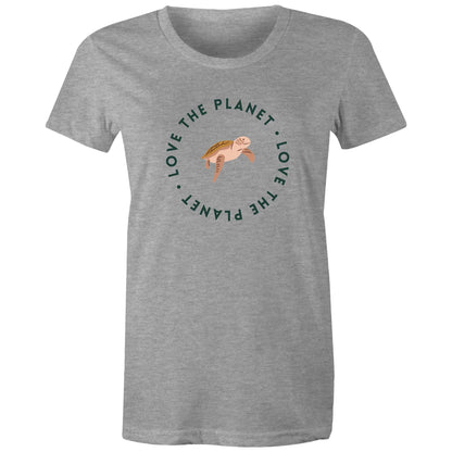 Love The Planet - Womens T-shirt Grey Marle Womens T-shirt animal Environment