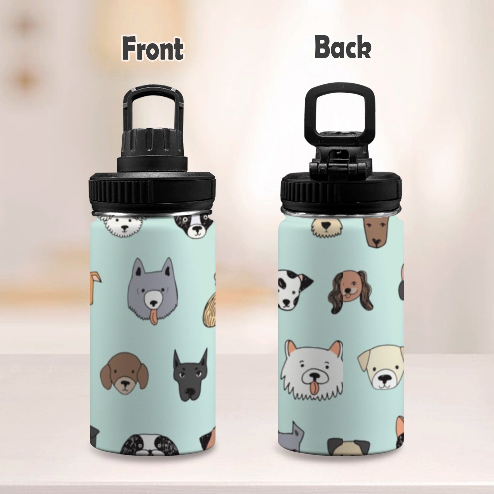 Funny Dogs - Kids Water Bottle with Chug Lid (12 oz) Kids Water Bottle with Chug Lid