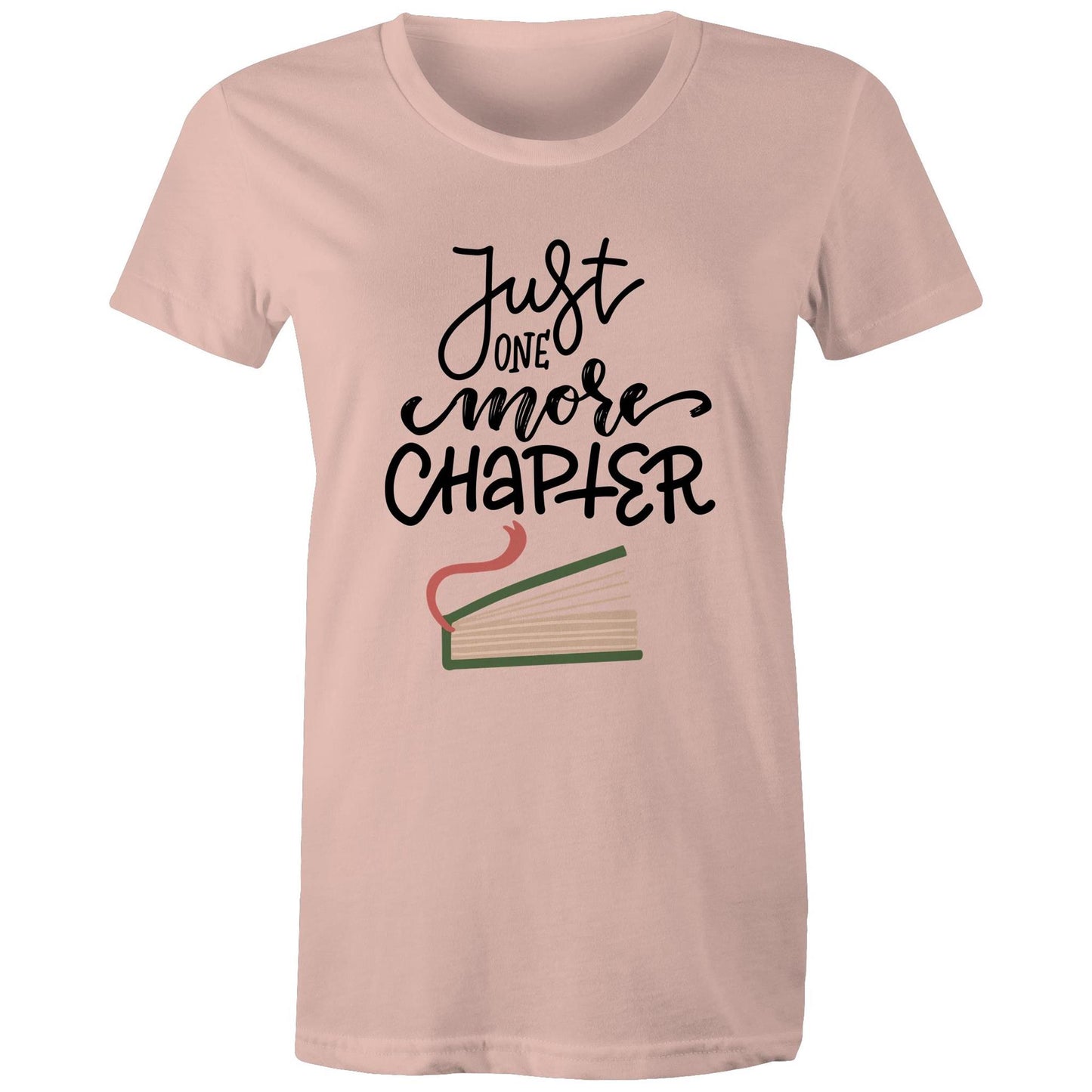 Just One More Chapter - Womens T-shirt Pale Pink Womens T-shirt Reading