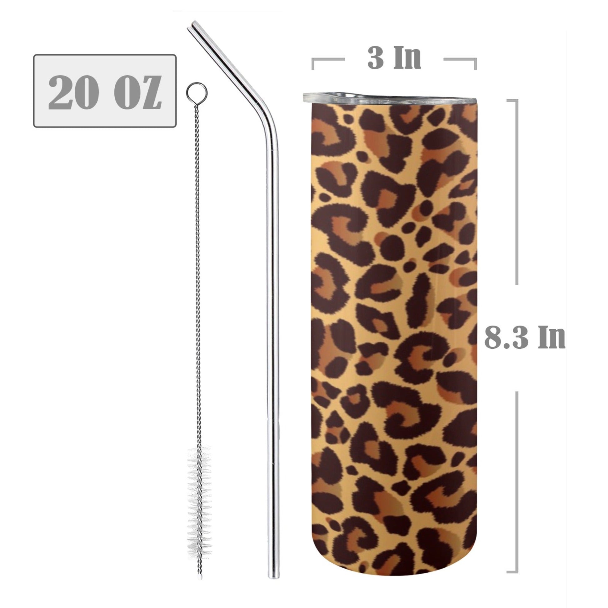 Leopard Print - 20oz Tall Skinny Tumbler with Lid and Straw 20oz Tall Skinny Tumbler with Lid and Straw