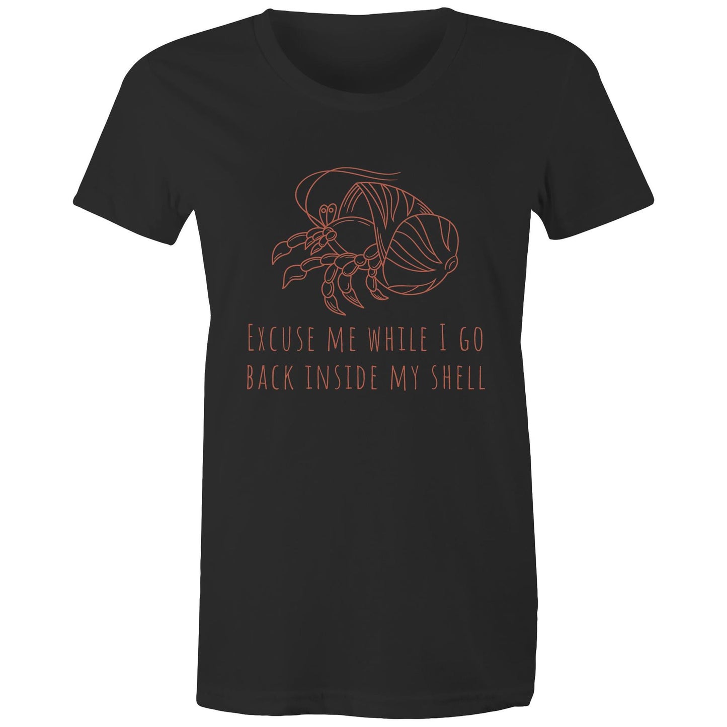 Hermit Crab Introvert - Womens T-shirt Black Womens T-shirt animal Funny Womens