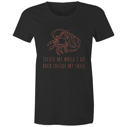 Hermit Crab Introvert - Womens T-shirt Black Womens T-shirt animal Funny Womens