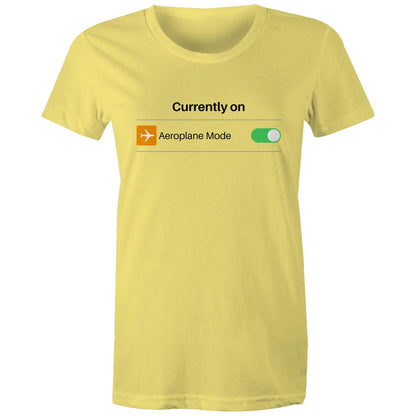 Currently On Aeroplane Mode - Womens T-shirt Yellow Womens T-shirt Tech