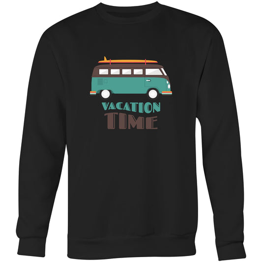 Vacation Time - Crew Sweatshirt Black Sweatshirt Mens Summer Womens