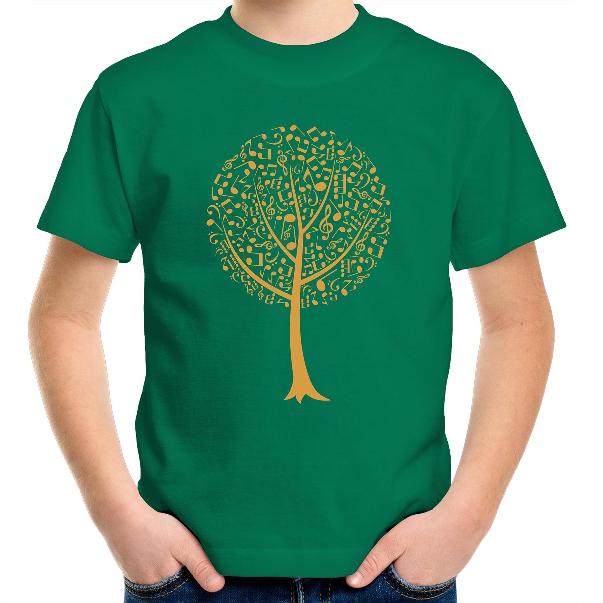Music Tree - Kids Youth Crew T-Shirt Kelly Green Kids Youth T-shirt Music Plants