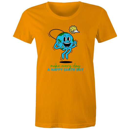 Make Every Day A Happy Earth Day - Womens T-shirt Orange Womens T-shirt Environment