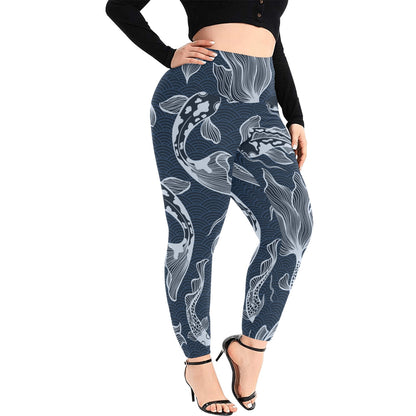 Blue Fish - Women's Extra Plus Size High Waist Leggings Women's Extra Plus Size High Waist Leggings animal Printed Offshore