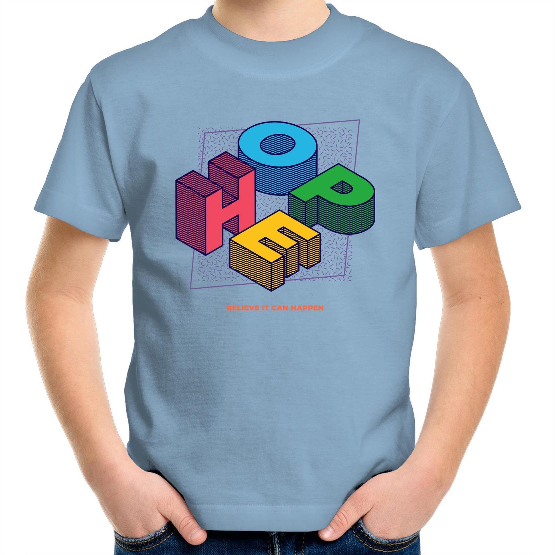 Hope - Kids Youth Crew T-Shirt Carolina Blue Kids Youth T-shirt Retro
