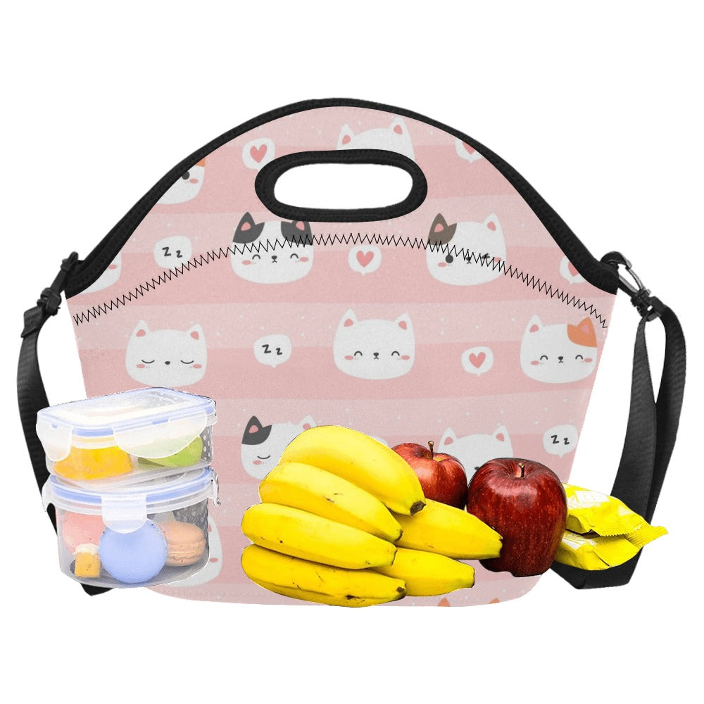 Pink Cats - Neoprene Lunch Bag/Large Neoprene Lunch Bag/Large animal Printed Offshore