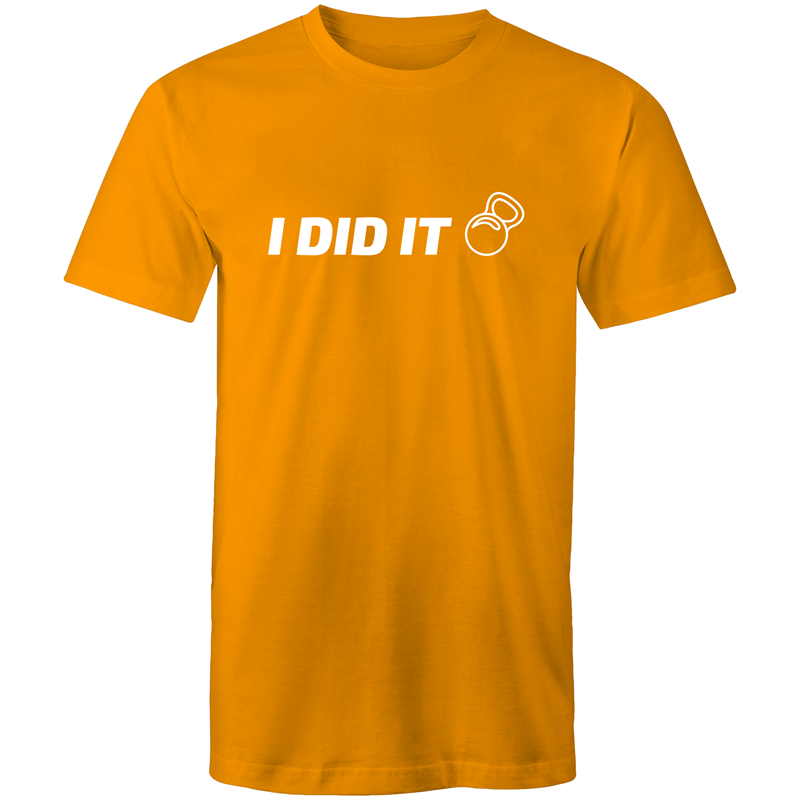 I Did It - Short Sleeve T-shirt Orange Fitness T-shirt Fitness Mens Womens