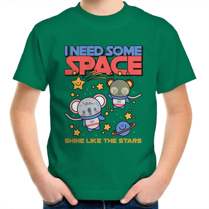 I Need Some Space - Kids Youth Crew T-Shirt Kelly Green Kids Youth T-shirt Space