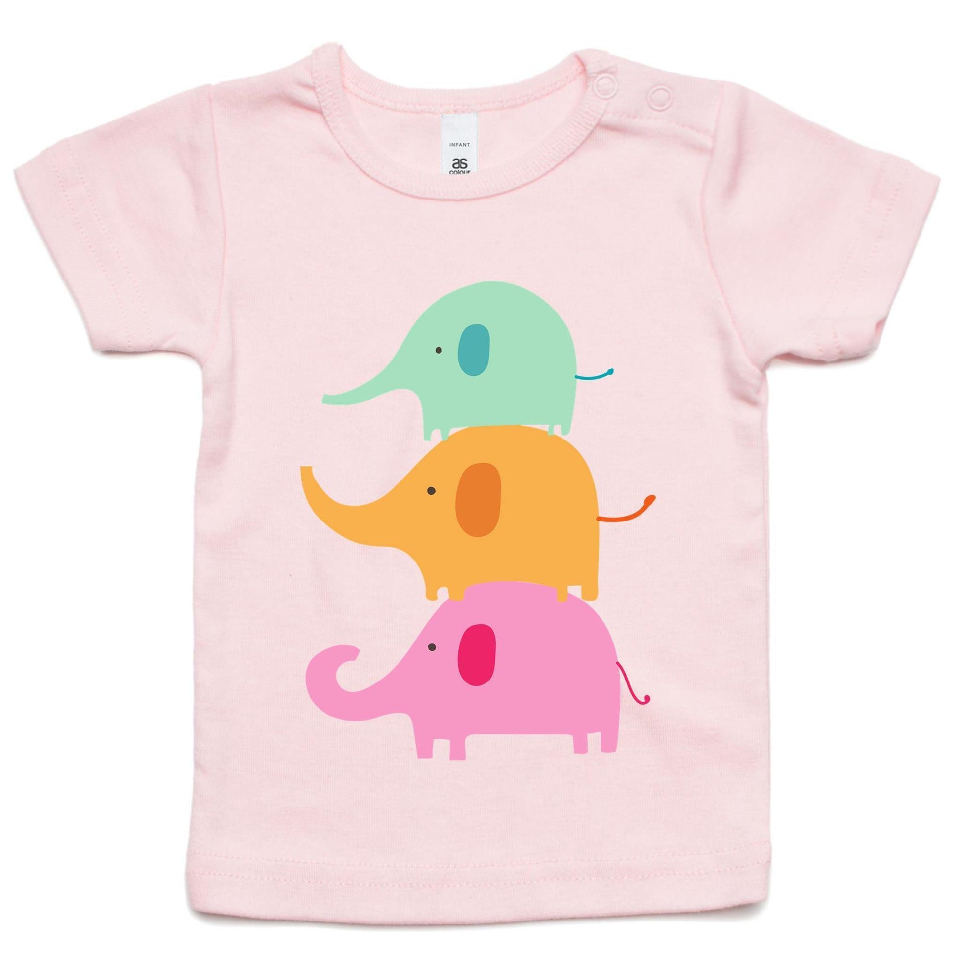 Three Cute Elephants - Baby T-shirt Pink Baby T-shirt animal kids