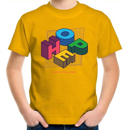Hope - Kids Youth Crew T-Shirt Gold Kids Youth T-shirt Retro