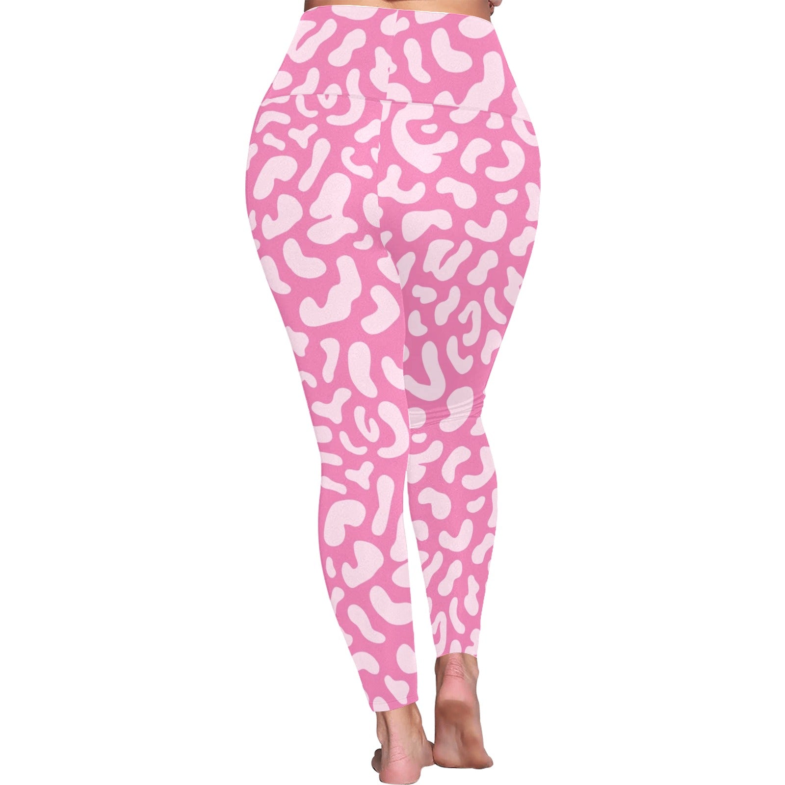 Pink Leopard - Women's Plus Size High Waist Leggings Women's Plus Size High Waist Leggings animal