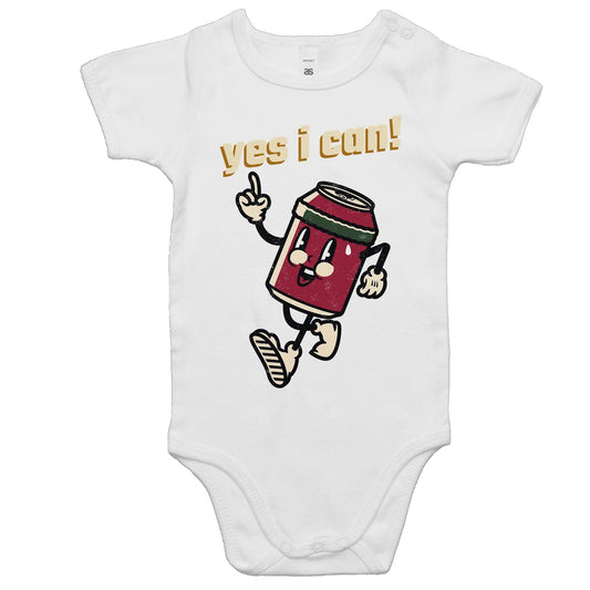 Yes I Can! - Baby Bodysuit White Baby Bodysuit Motivation Retro