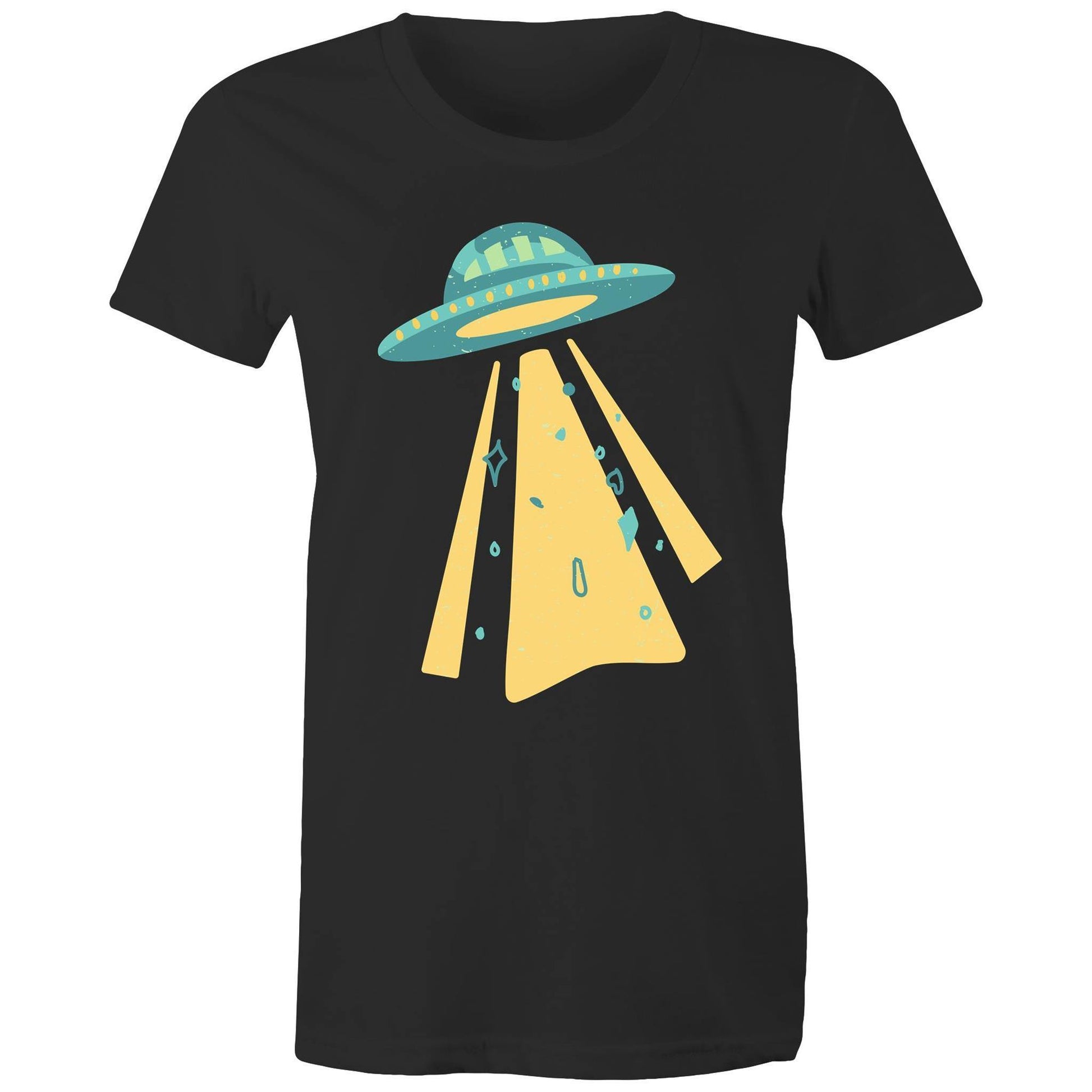 UFO - Women's Maple Tee Black Womens T-shirt Retro Sci Fi Space Womens