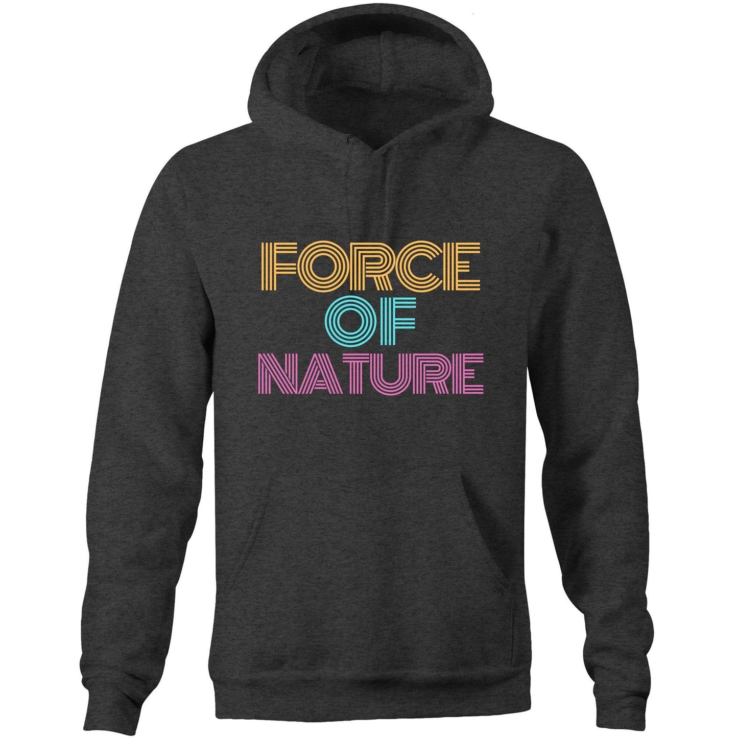 Force Of Nature - Pocket Hoodie Sweatshirt Asphalt Marle Hoodie Mens Womens