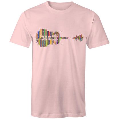 Guitar Reflection In Colour - Mens T-Shirt Pink Mens T-shirt Music