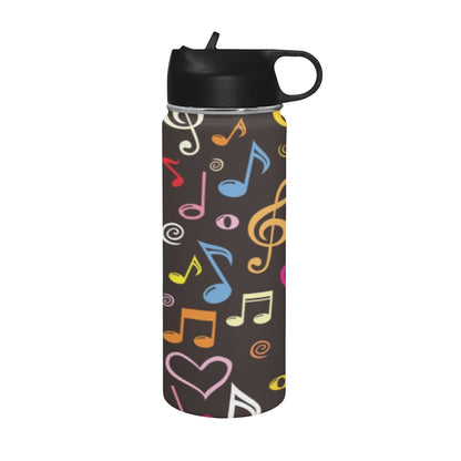 Musical Notes Insulated Water Bottle with Straw Lid (18 oz) Insulated Water Bottle with Straw Lid