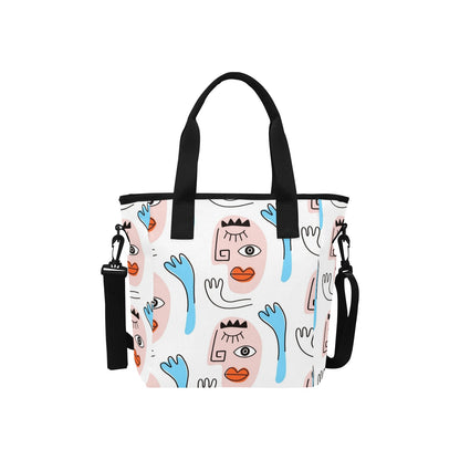 Faces - Tote Bag with Shoulder Strap Nylon Tote Bag