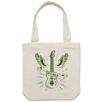 Let's Rock - Canvas Tote Bag Cream One Size Tote Bag Music