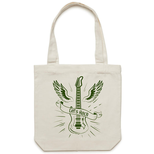Let's Rock - Canvas Tote Bag Cream One Size Tote Bag Music