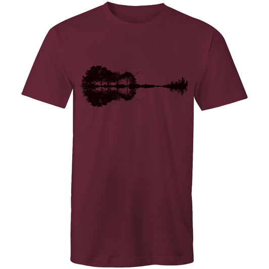 Guitar Reflection - Mens T-Shirt Burgundy Mens T-shirt Music