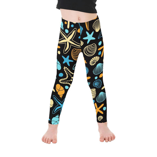 Starfish And Shells - Kid's Ankle Length Leggings Kids Leggings Printed Offshore