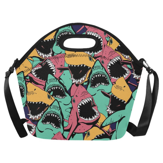 Scary Sharks - Neoprene Lunch Bag/Large Neoprene Lunch Bag/Large animal
