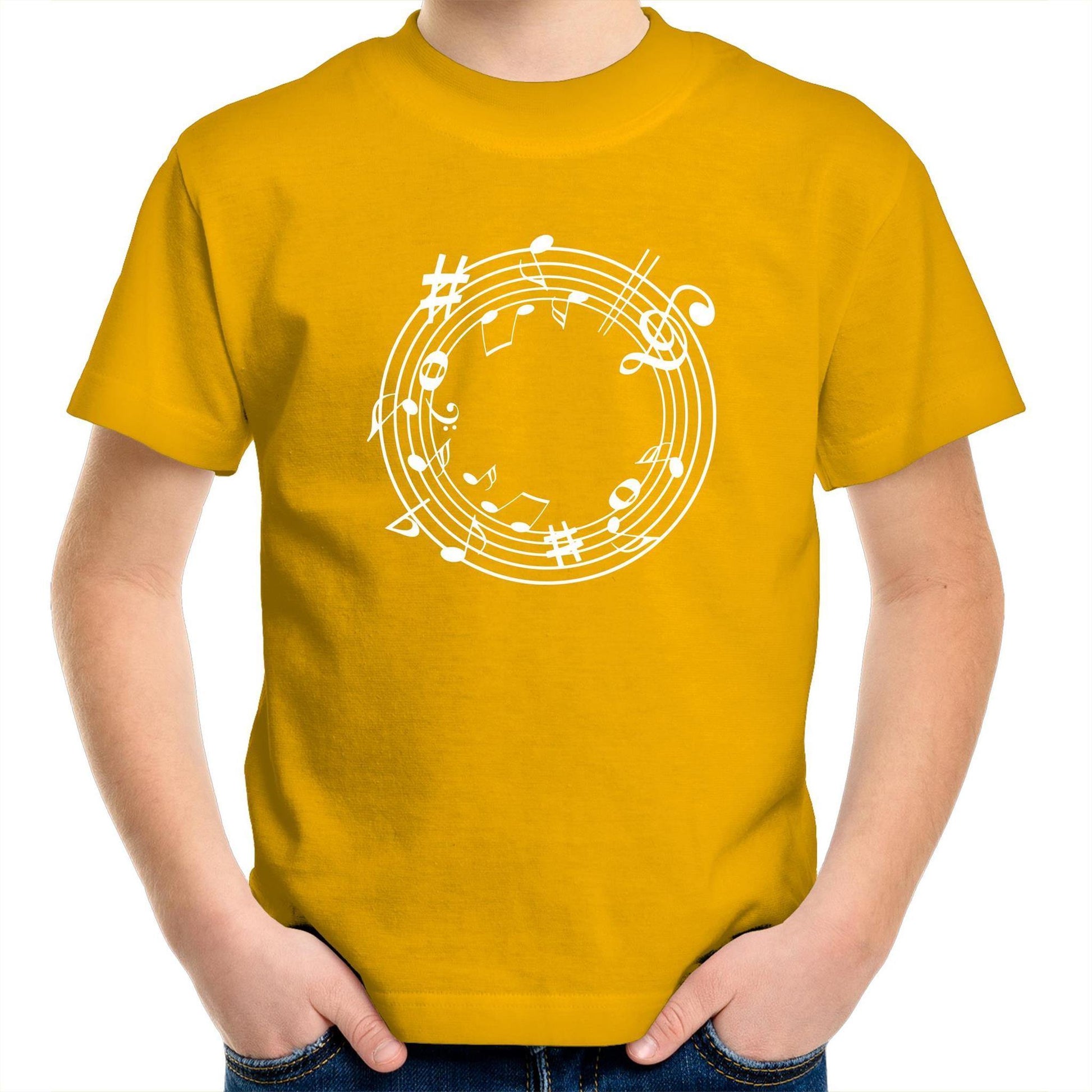 Music Circle - Kids Youth Crew T-Shirt Gold Kids Youth T-shirt Music
