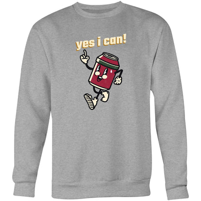 Yes I Can! - Crew Sweatshirt Grey Marle Sweatshirt Motivation Retro