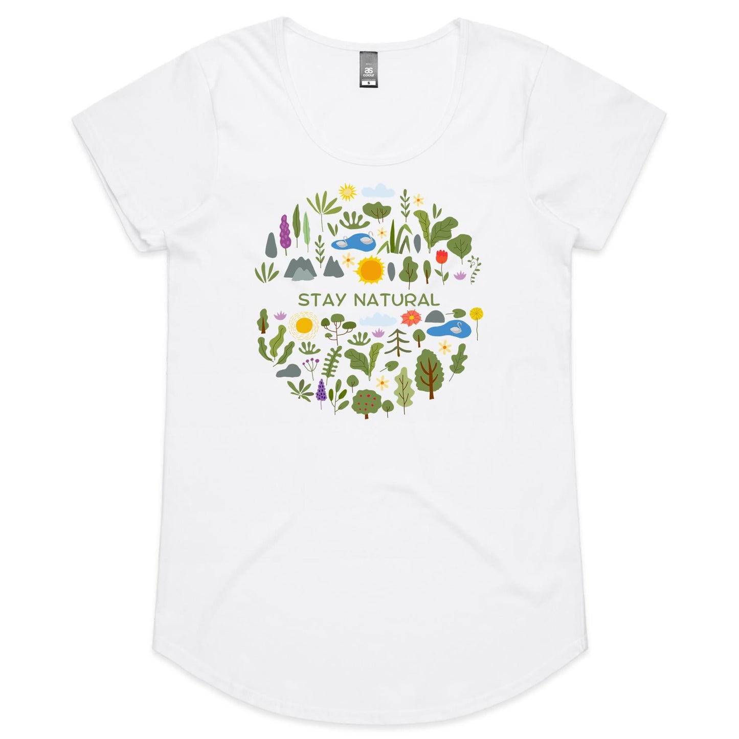 Stay Natural - Womens Scoop Neck T-Shirt White Womens Scoop Neck T-shirt Environment Plants