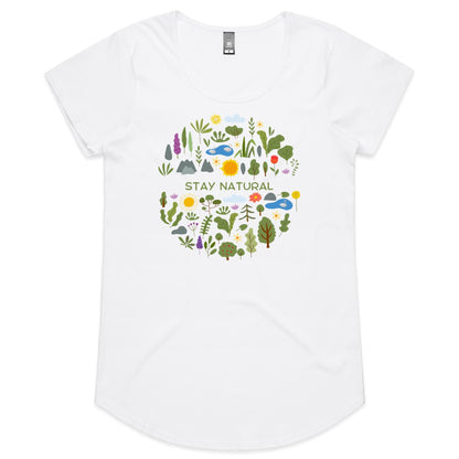Stay Natural - Womens Scoop Neck T-Shirt White Womens Scoop Neck T-shirt Environment Plants