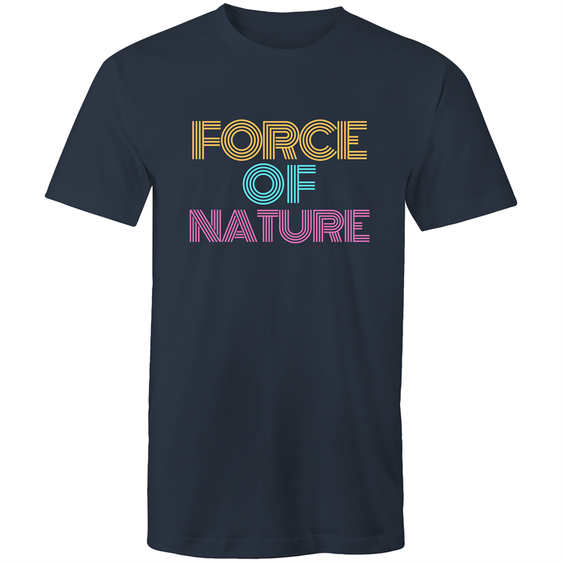 Force Of Nature - Short Sleeve T-shirt Navy Fitness T-shirt Fitness Mens Womens