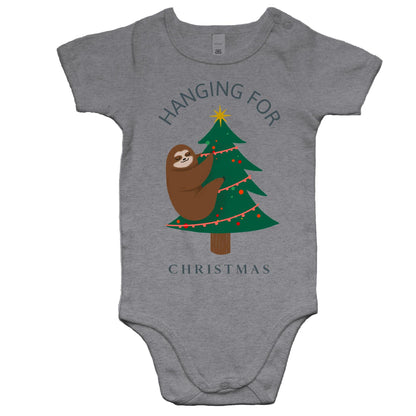 Hanging For Christmas - Baby Onesie Romper Grey Marle Christmas Baby Bodysuit Merry Christmas