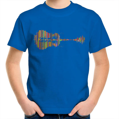Guitar Reflection In Colour - Kids Youth Crew T-Shirt Bright Royal Kids Youth T-shirt Music