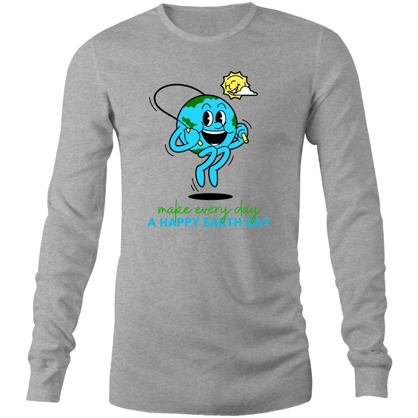Make Every Day A Happy Earth Day - Long Sleeve T-Shirt Grey Marle Unisex Long Sleeve T-shirt Environment