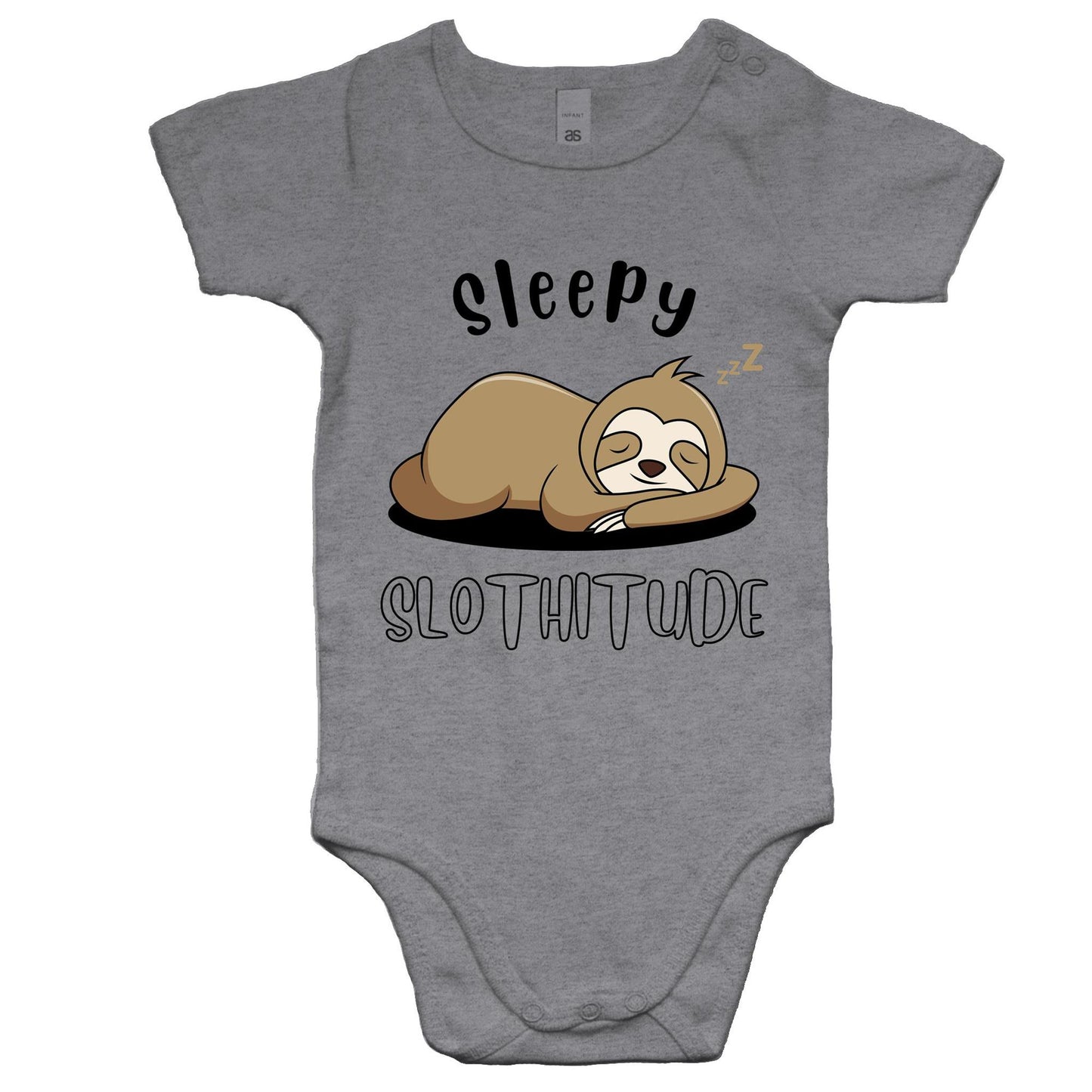 Sleepy Slothitude - Baby Bodysuit Grey Marle Baby Bodysuit animal