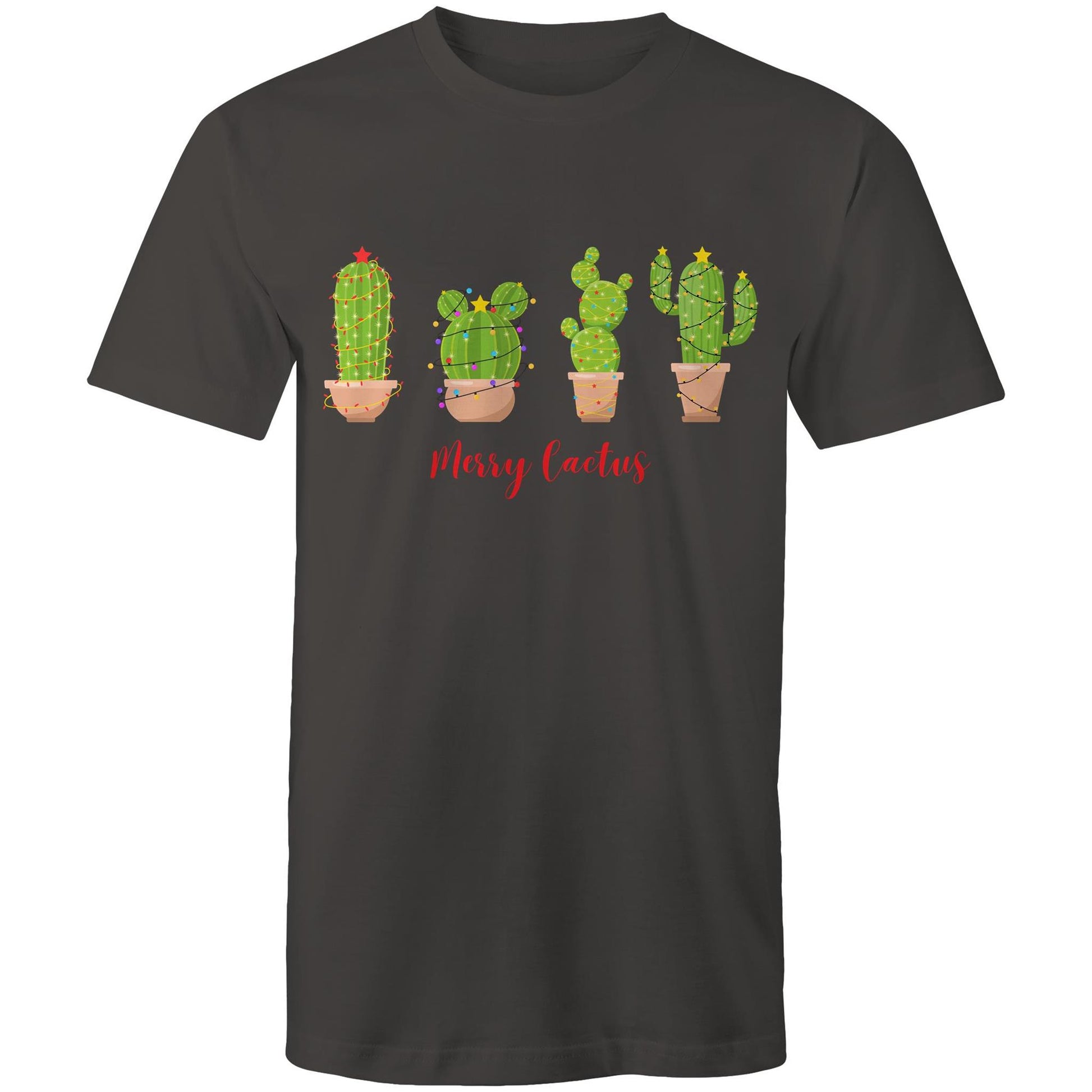 Merry Cactus - Mens T-Shirt Charcoal Christmas Mens T-shirt Merry Christmas