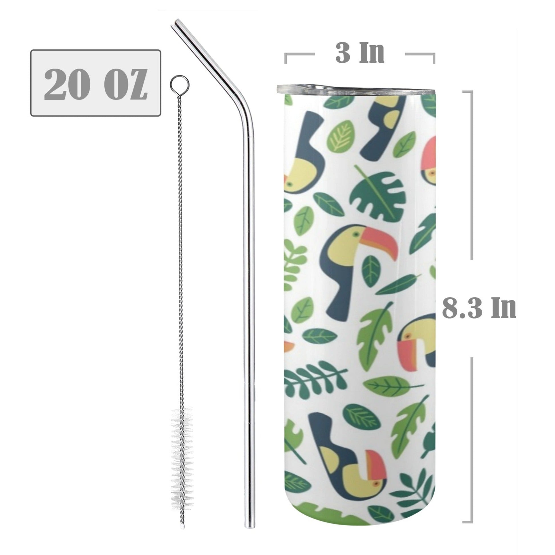 Toucans - 20oz Tall Skinny Tumbler with Lid and Straw 20oz Tall Skinny Tumbler with Lid and Straw