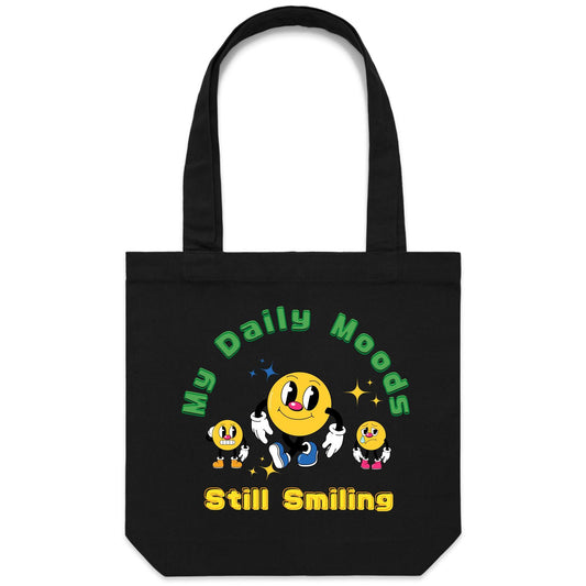 My Daily Moods - Canvas Tote Bag Black One Size Tote Bag Retro