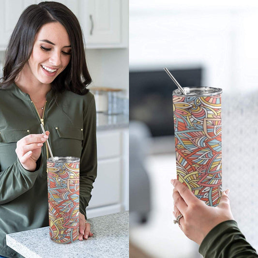 Colour Floral - 20oz Tall Skinny Tumbler with Lid and Straw 20oz Tall Skinny Tumbler with Lid and Straw Printed Offshore