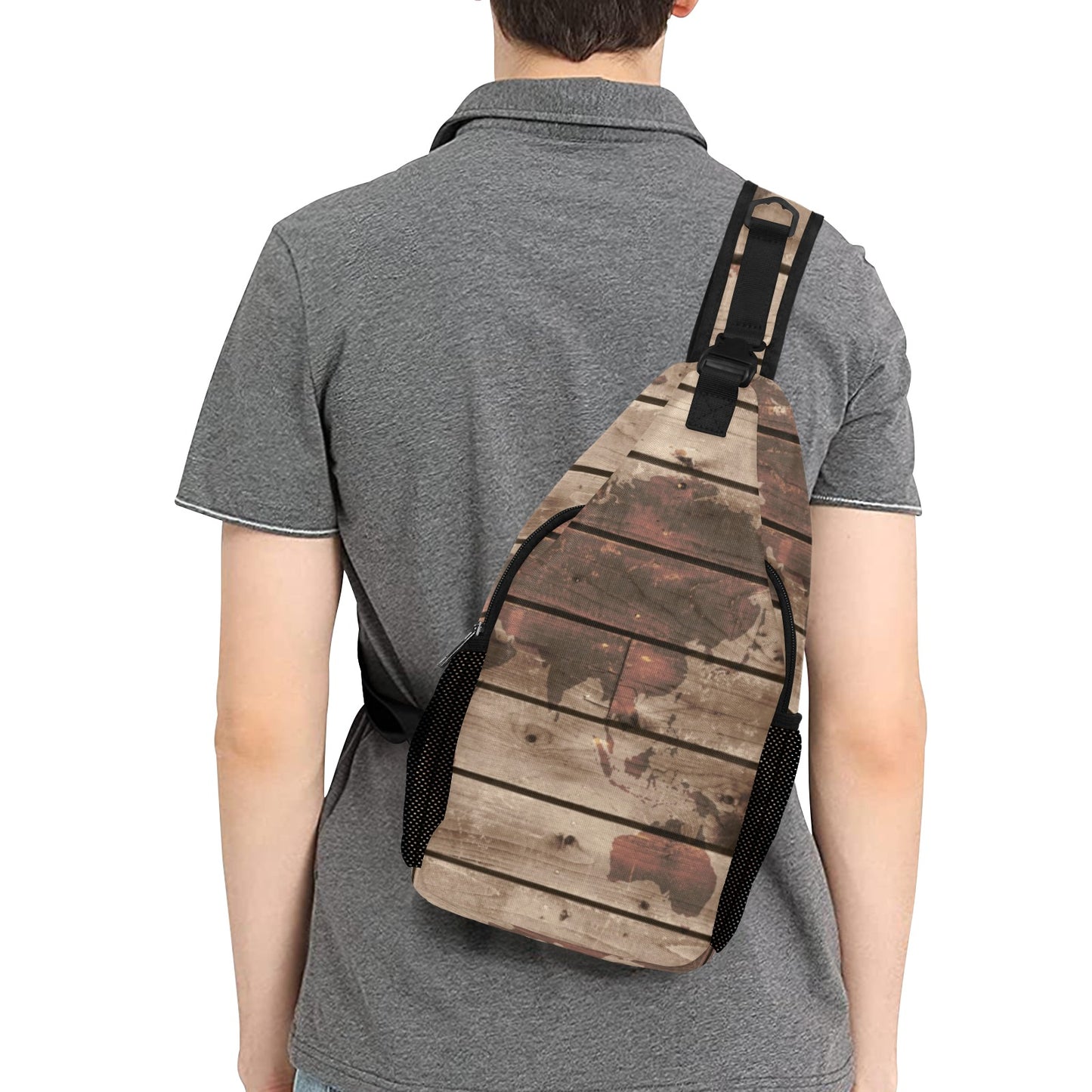 Map On Wood - Cross-Body Chest Bag Cross-Body Chest Bag