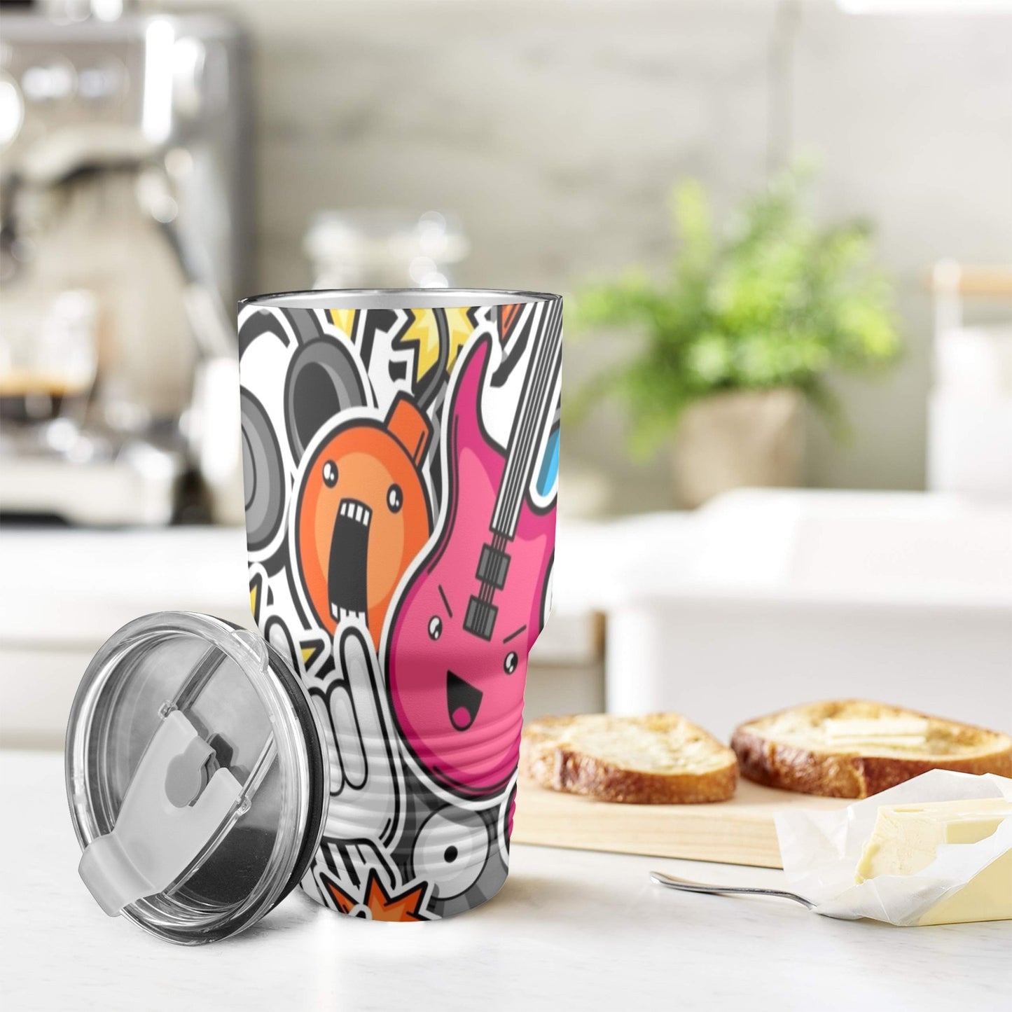 Sticker Music - 30oz Insulated Stainless Steel Mobile Tumbler 30oz Insulated Stainless Steel Mobile Tumbler Music