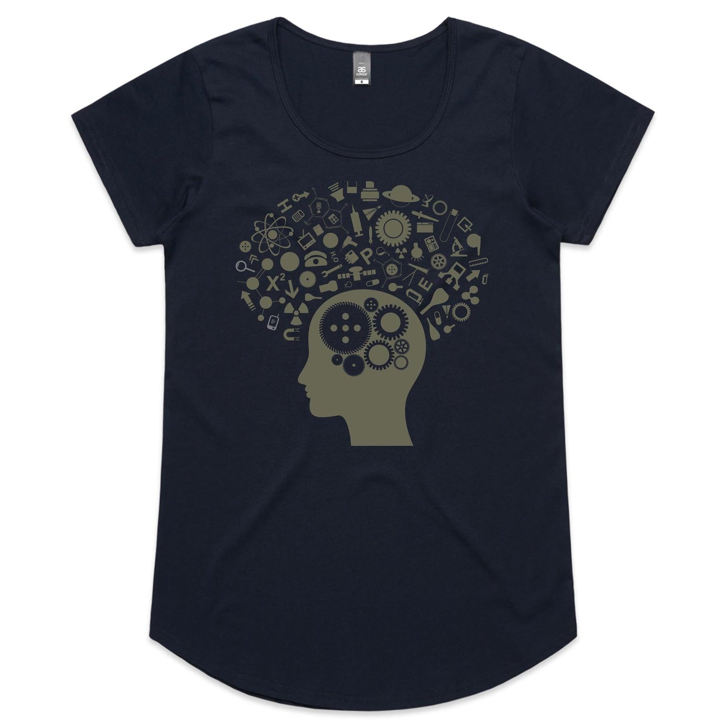 Science Brain - Womens Scoop Neck T-Shirt Navy Womens Scoop Neck T-shirt Funny Science Womens