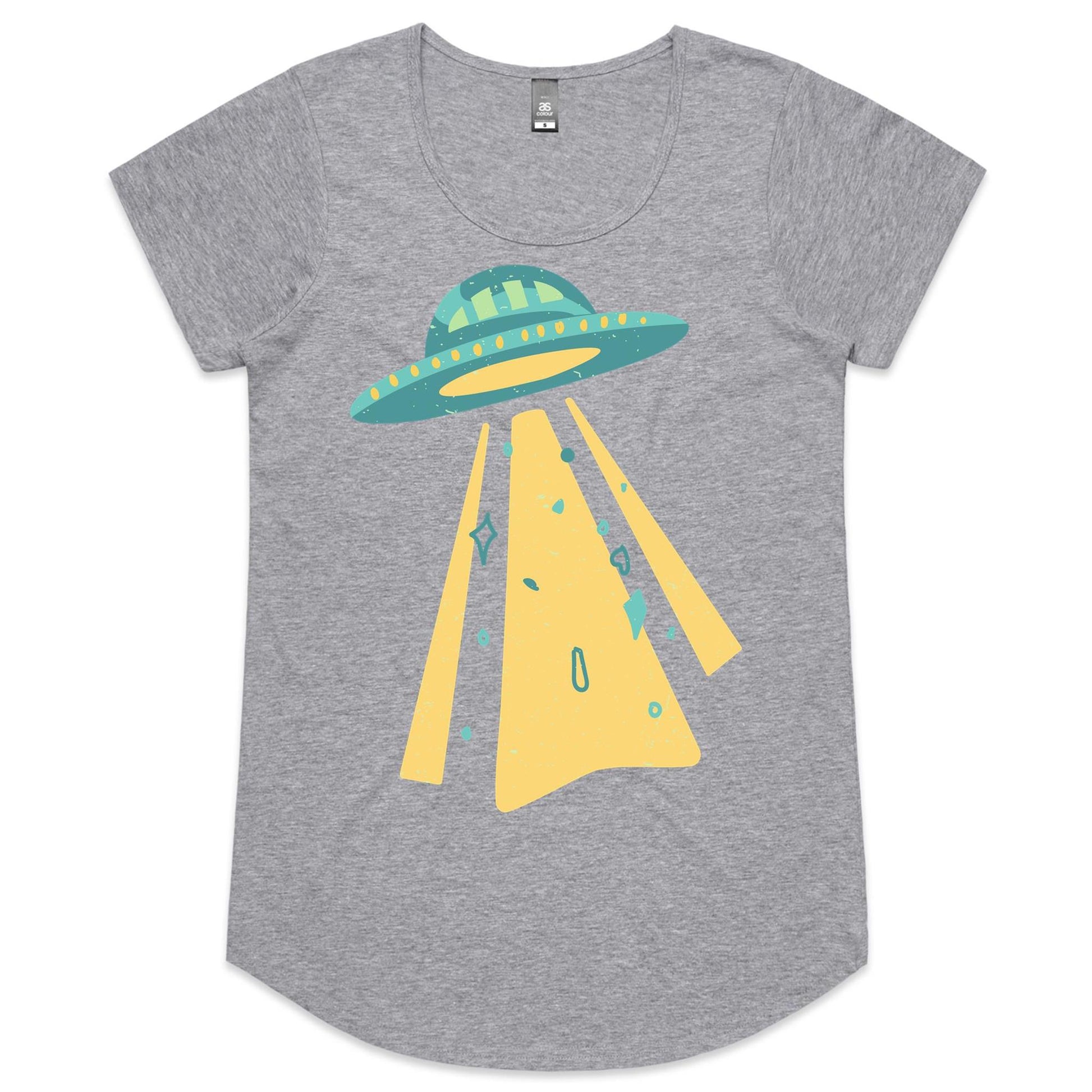 UFO - Womens Scoop Neck T-Shirt Grey Marle Womens Scoop Neck T-shirt Sci Fi Space Womens